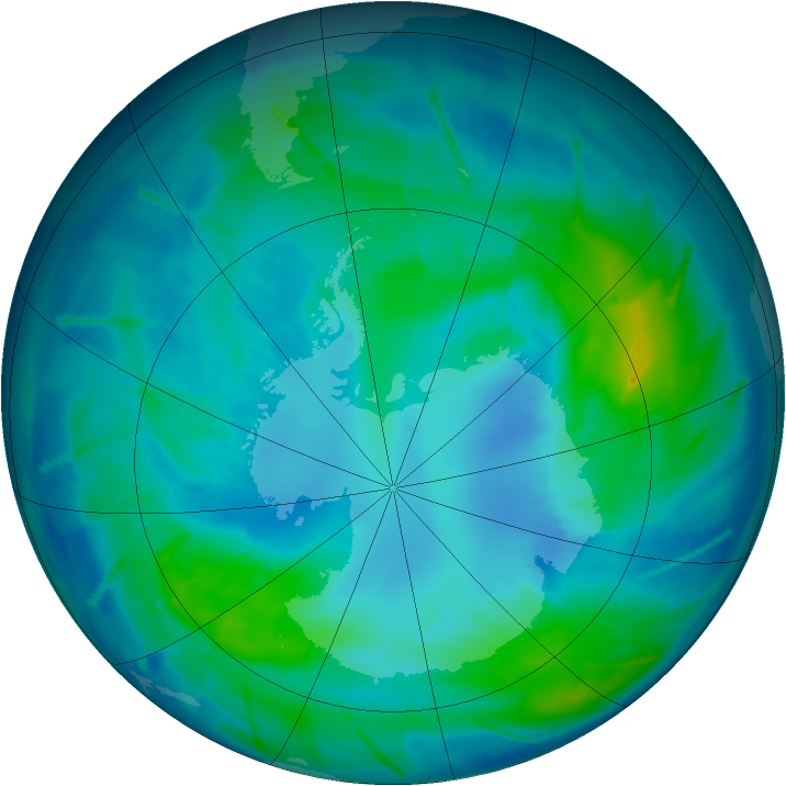 Antarctic ozone map for 13 April 2011